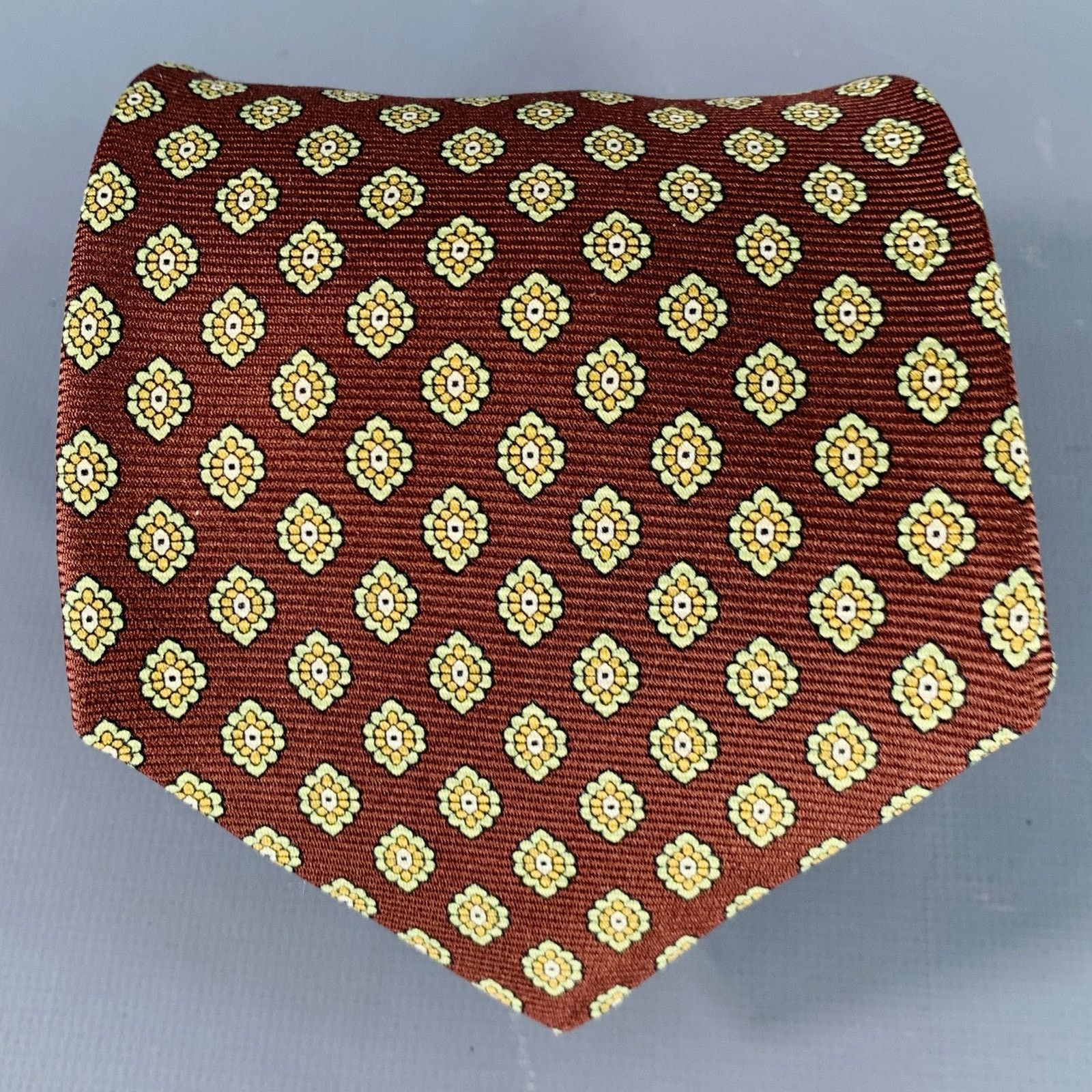 Kiton KITON Brown Yellow Abstract Floral Silk Tie Size ONE SIZE - 1 Thumbnail