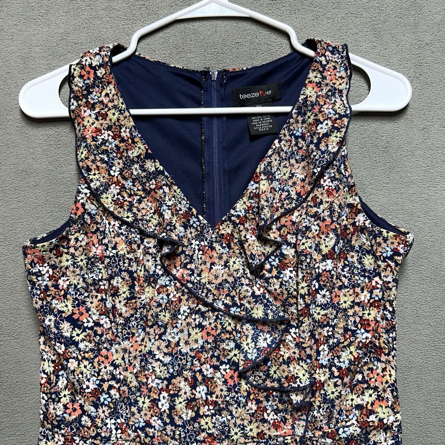 Vintage Teeze Me Dress Womens Juniors 5/6 Printed Ditsy Floral Faux-Wrap Ruffled Dress Size S / US 4 / IT 40 - 3 Thumbnail