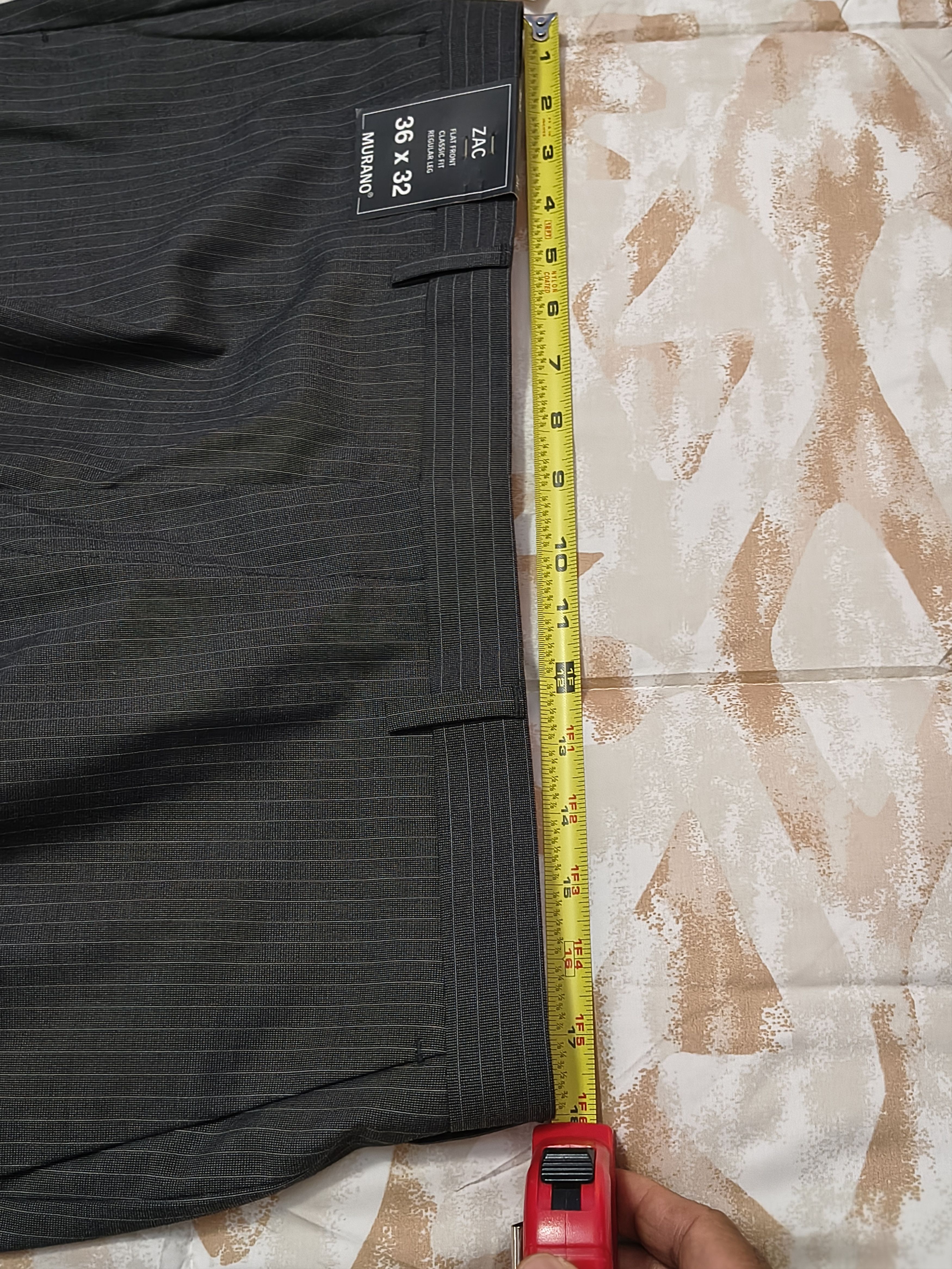 Murano ZAC MURANO 36x32 Men Grey stripe pant CLASSIC FIT FLAT FRONT Size US 36 / EU 52 - 4 Thumbnail