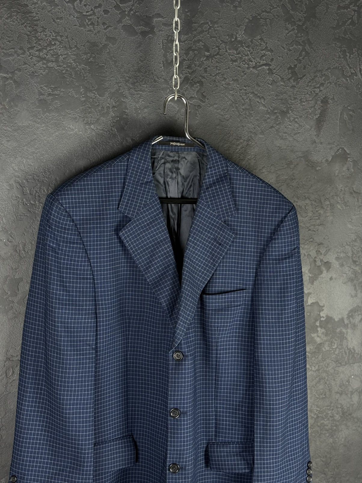 Yves Saint Laurent Yves Saint Laurent Vintage Mens Blue Coat Blazer Jacket Size 54R - 2 Thumbnail