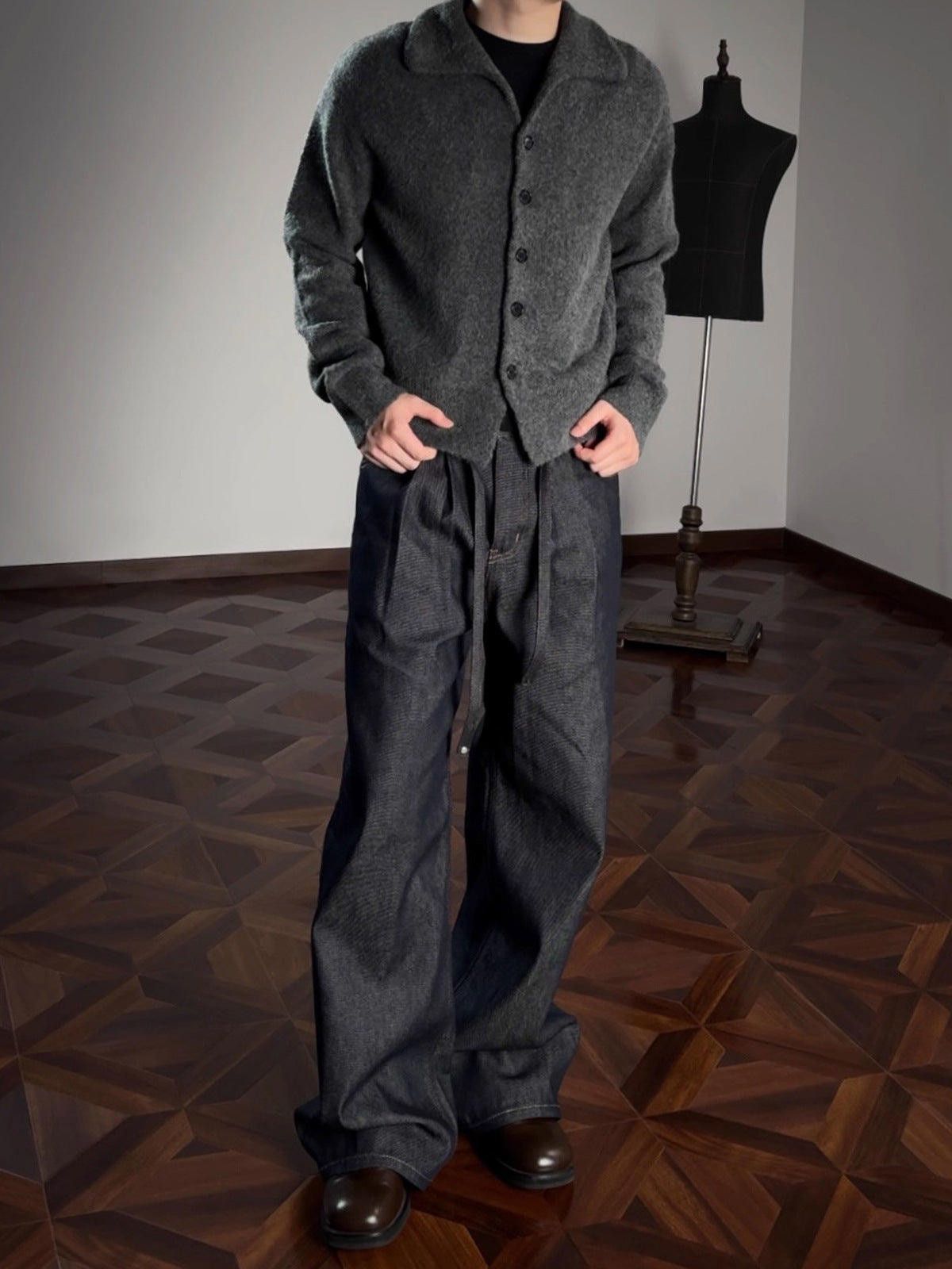 Vintage Black Wide Leg Denim Jeans, Relaxed Fit Pants Size US 32 / EU 48 - 1 Thumbnail