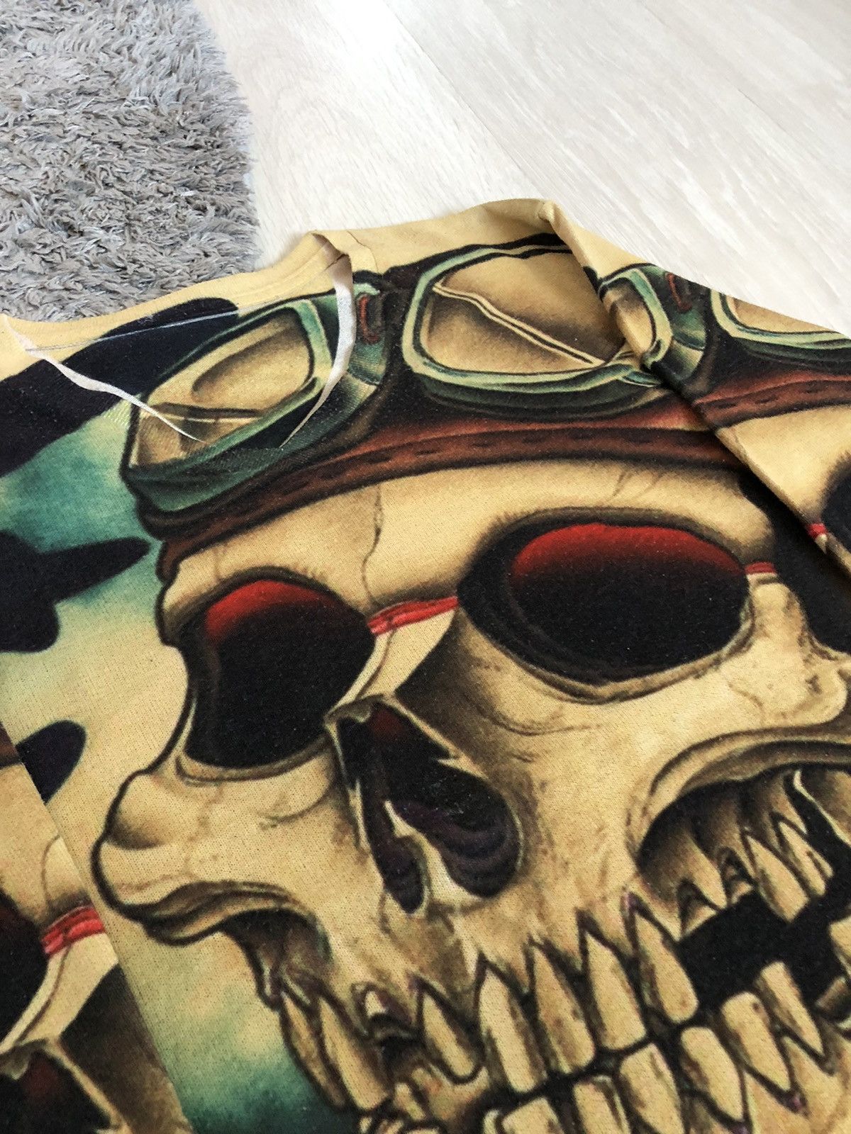 Japanese Brand × Vintage Vintage Y2K Japanese Style Skull Full Print Long Sleeve Size XL / US 12-14 / IT 48-50 - 3 Thumbnail