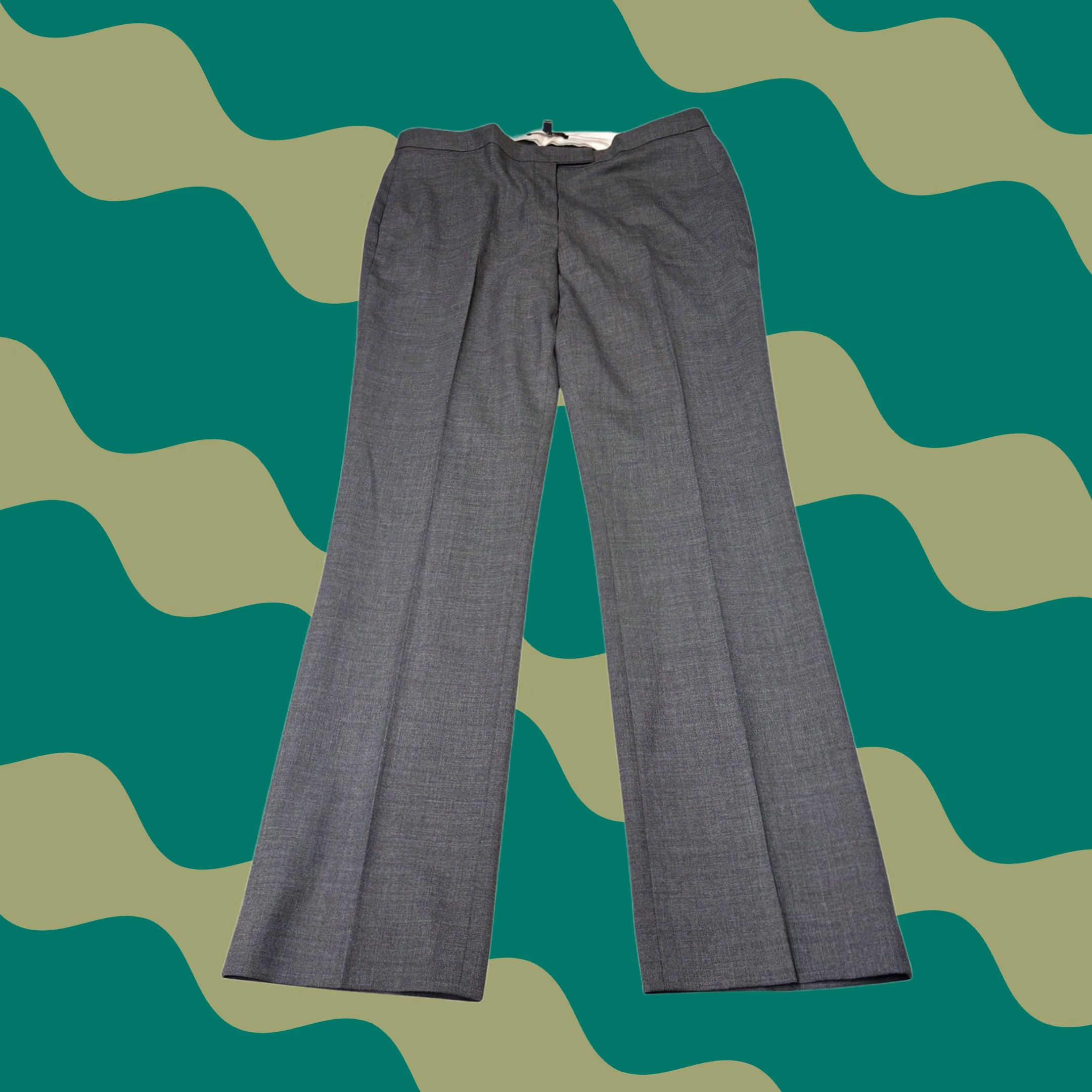Brooks Brothers Brooks Brothers Lucia Fit Grey Wool Blend Wide Leg Trousers Womens 14 W38 L32 Size 36" / US 14 / IT 50 - 1 Thumbnail