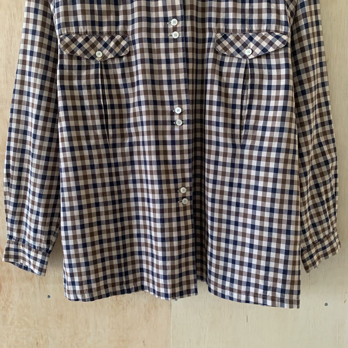 Aquascutum × Designer × Vintage Vintage 90s Aquasport Aquascutum Monogram Plaid Shirts Size L / US 10 / IT 46 - 3 Thumbnail