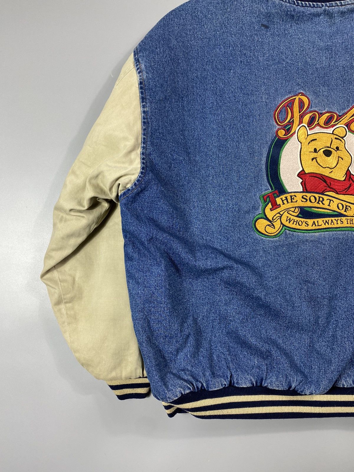 Vintage 90s Winnie the Pooh- Xxxtentacion Denim Varsity Jacket Size US XL / EU 56 / 4 - 2 Thumbnail