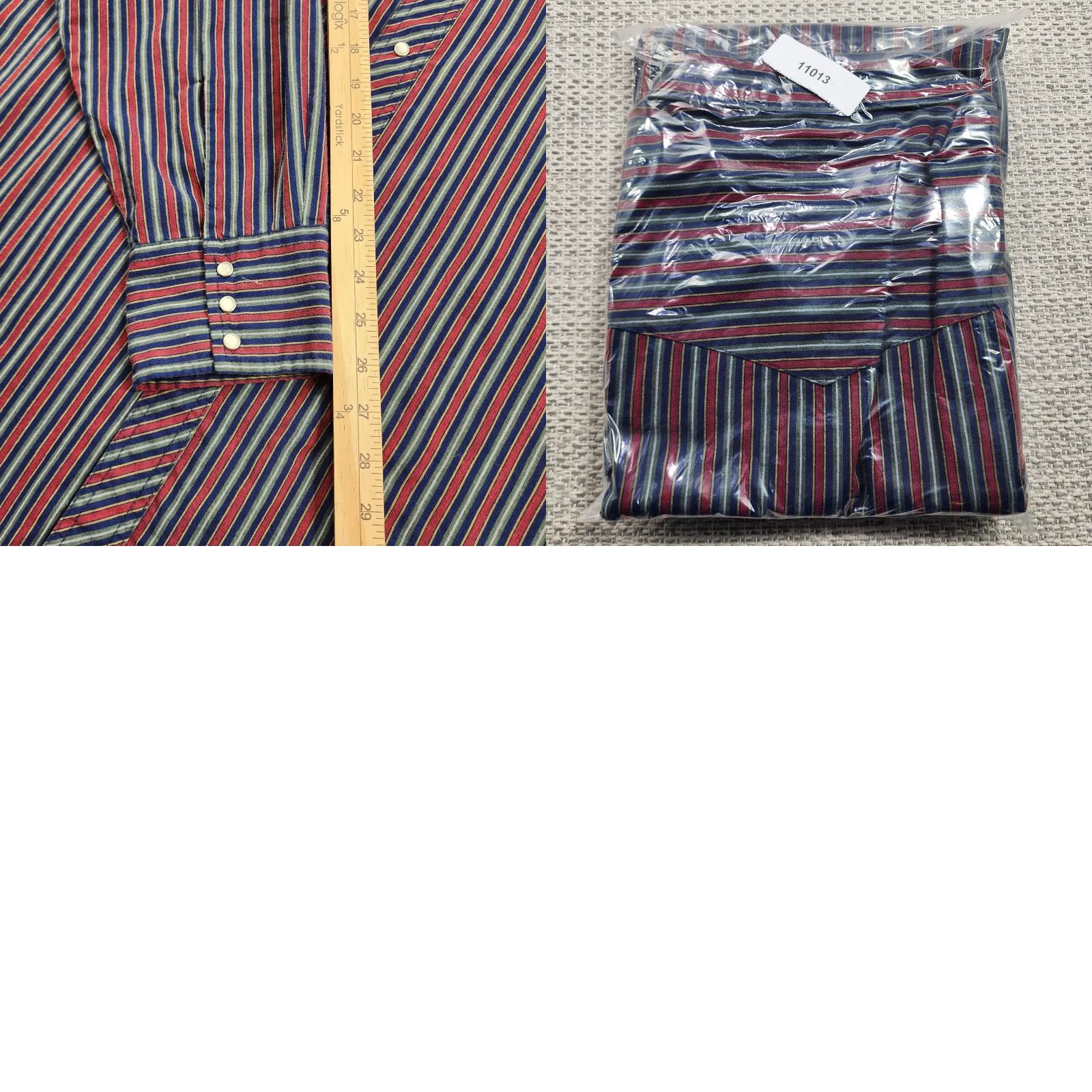 Wrangler VINTAGE Wrangler Western Shirt Mens 3XLT Blue Red Striped Pearl Snap Long Sleeve Yoke Shirt Size US XXL / EU 58 / 5 - 9 Thumbnail