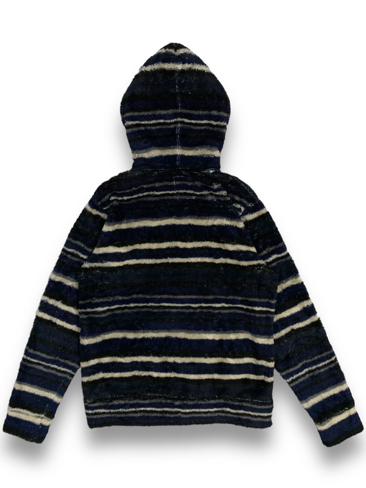 MOUSSY Vintage Japanese Brand Moussy Striped Fleece Hooded Jacket Size US M / EU 48-50 / 2 - 2 Thumbnail