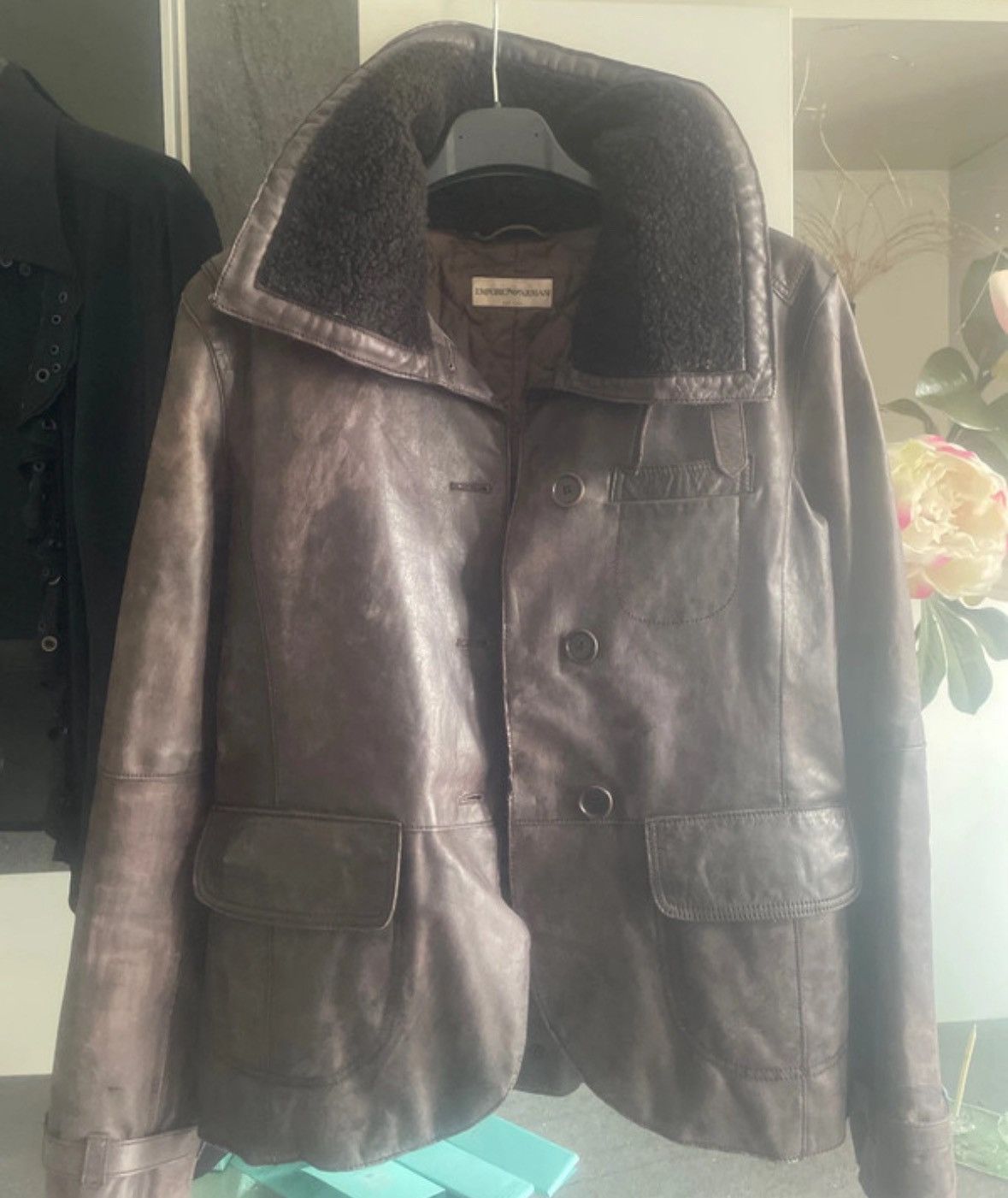 VINTAGE LEATHER HIGH NECK COAT