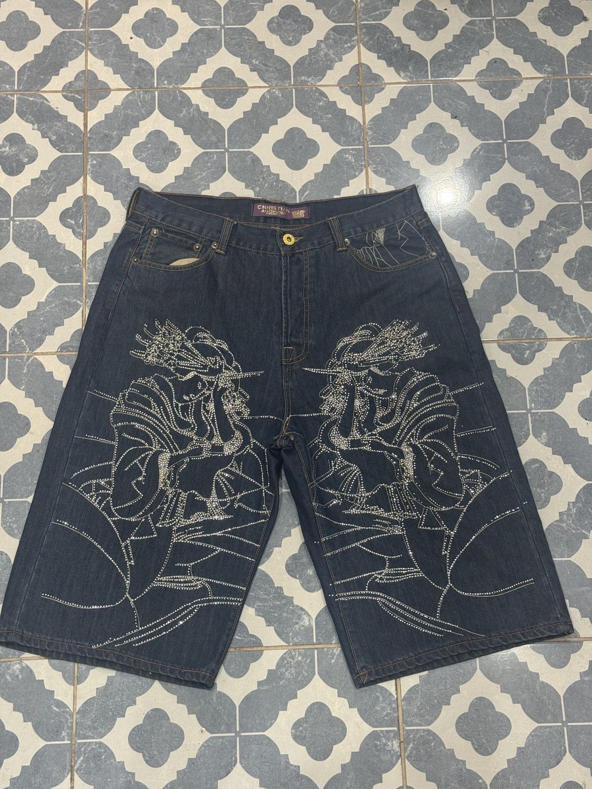 Christian Audigier *VERY RARE* LIMITED EDITION CHRISTIAN AUDIGIER SHORTS Size US 34 / EU 50 - 1 Thumbnail