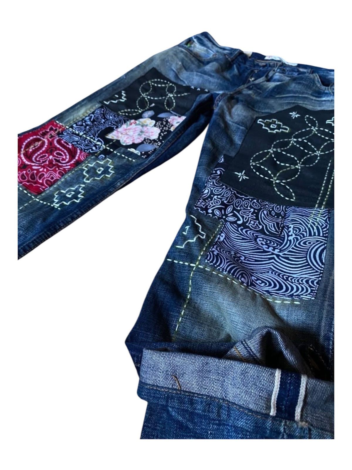 FDMTL FDML Japan Boro Sashiko Patchwork Selvedge Denim Jeans Size US 34 / EU 50 - 3 Thumbnail