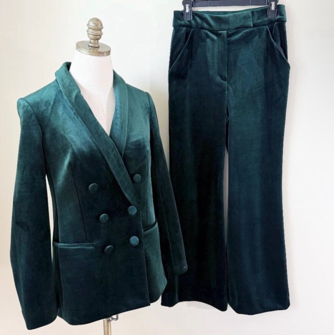 Express Elegant Express Velvet Women's Suit Set Dark Green - XS Size 25" / US 0 / IT 36 - 2 Thumbnail