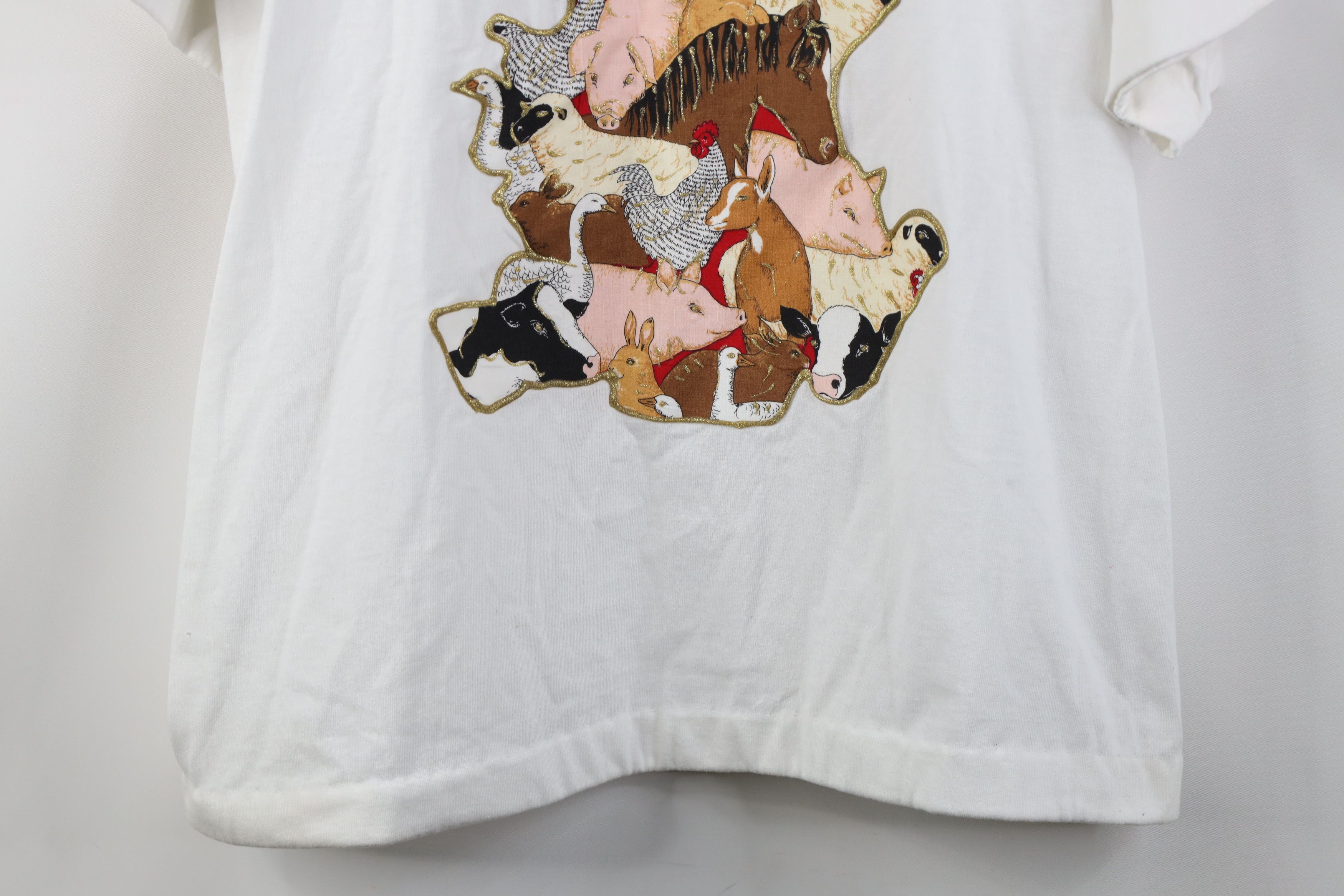 Vintage Vintage 90s Streetwear Glitter Farmhouse Animals T-Shirt Size XL / US 12-14 / IT 48-50 - 3 Thumbnail