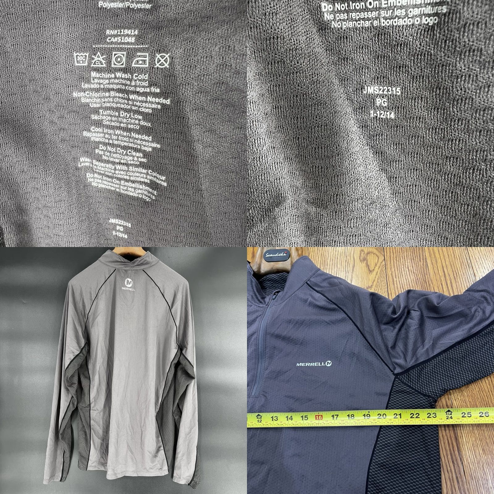 Merrell Merrell Pullover Shirt Mens 2XL Gray Long Sleeve Quarter Zip Outdoor Athletic Regular Fit Activewear Mock Neck 1/4 Zip Breathable Quick Dry Logo" Size US XXL / EU 58 / 5 - 8 Thumbnail