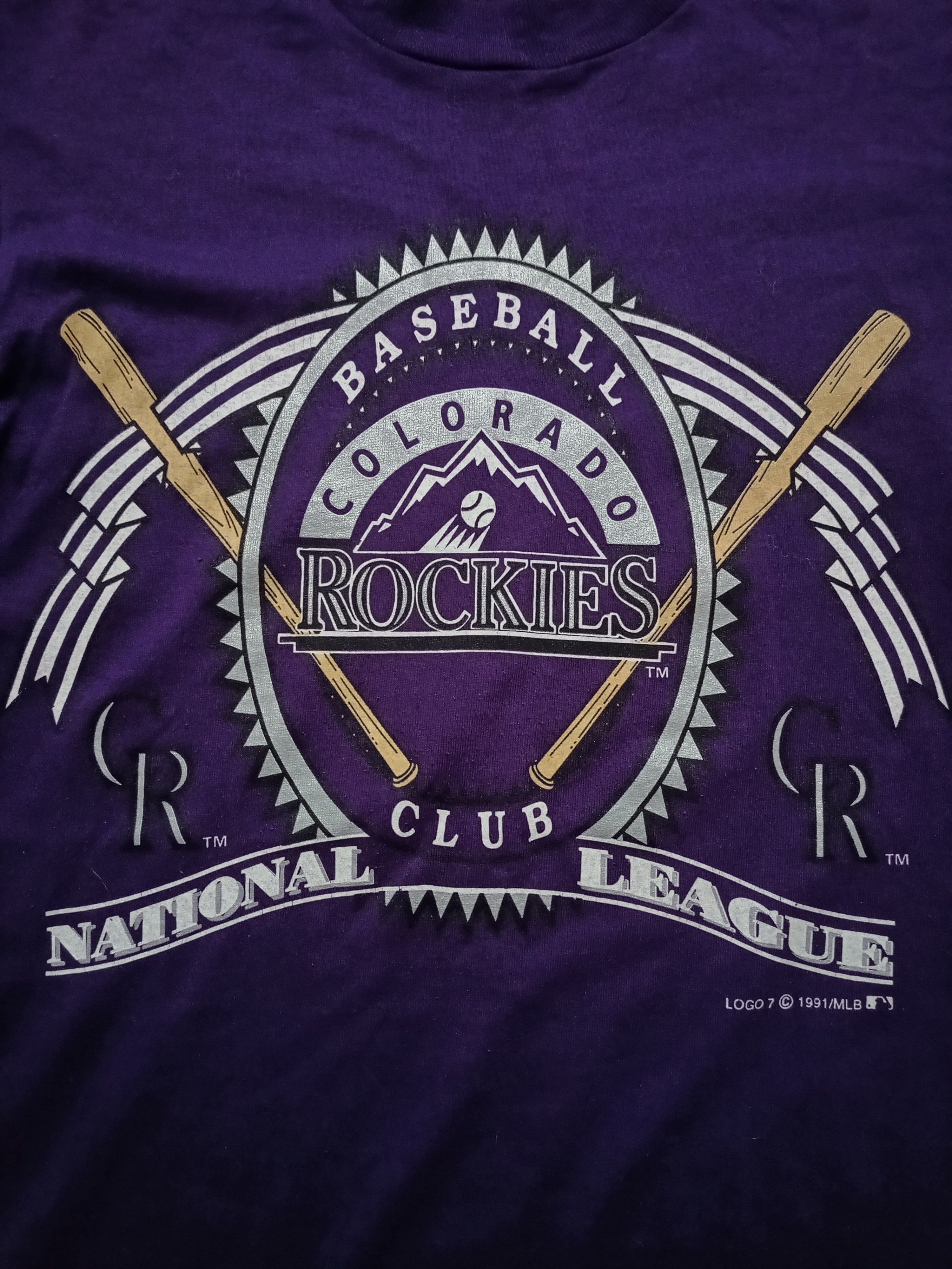 Vintage 90s Colorado Rockies MLB buy Logo 7 T-Shirt Size XL USA Single Stitch Purple