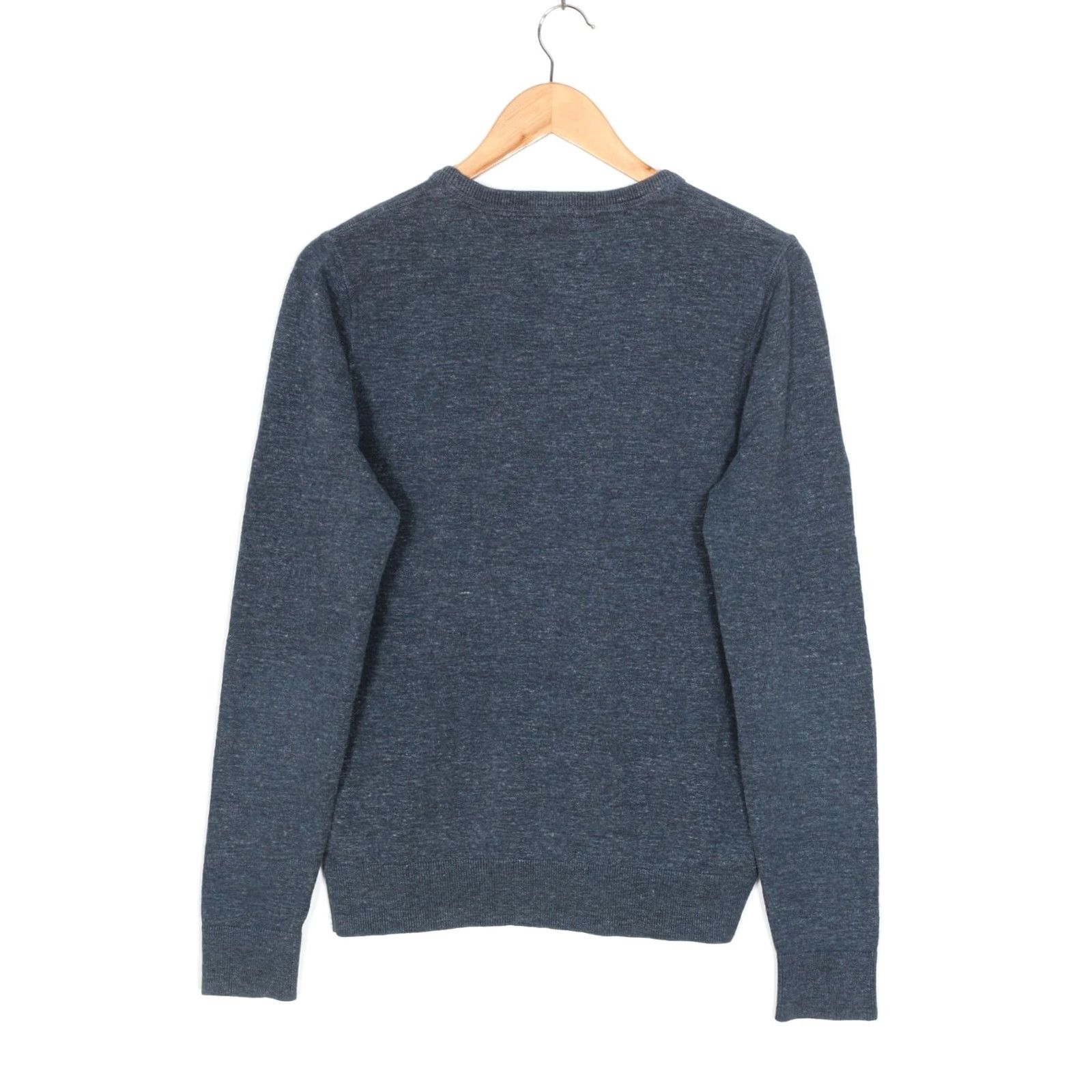 Tommy Hilfiger TOMMY HILFIGER DENIM Crew Neck Cotton Blend Jumper Sweater Men M Blue Knit Stretch Classic Logo Pullover Size US M / EU 48-50 / 2 - 2 Thumbnail