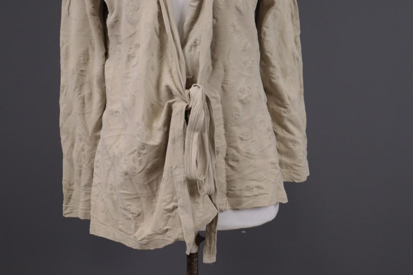 Designer Gudrun Sjoden Beige Floral Lagelook Cardigan Sweater Size L Size L / US 10 / IT 46 - 3 Thumbnail