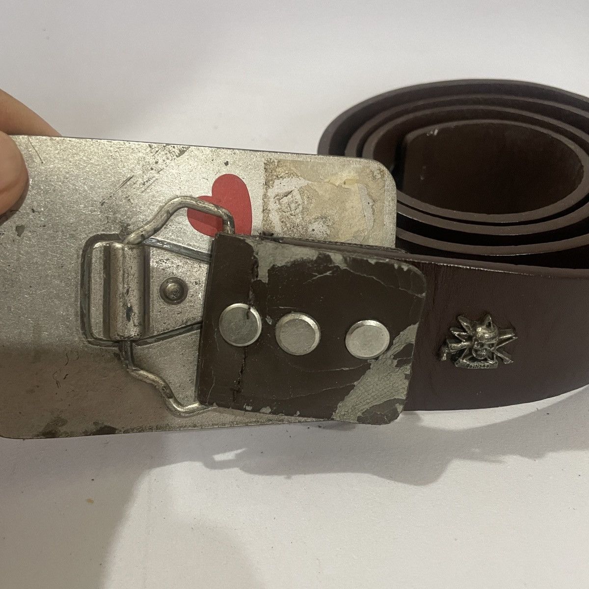 Designer × John Galliano × Vintage VINTAGE JOHN GALLIANO CROSSBONES PIRATE SKULL LEATHER BELT Size ONE SIZE - 5 Thumbnail