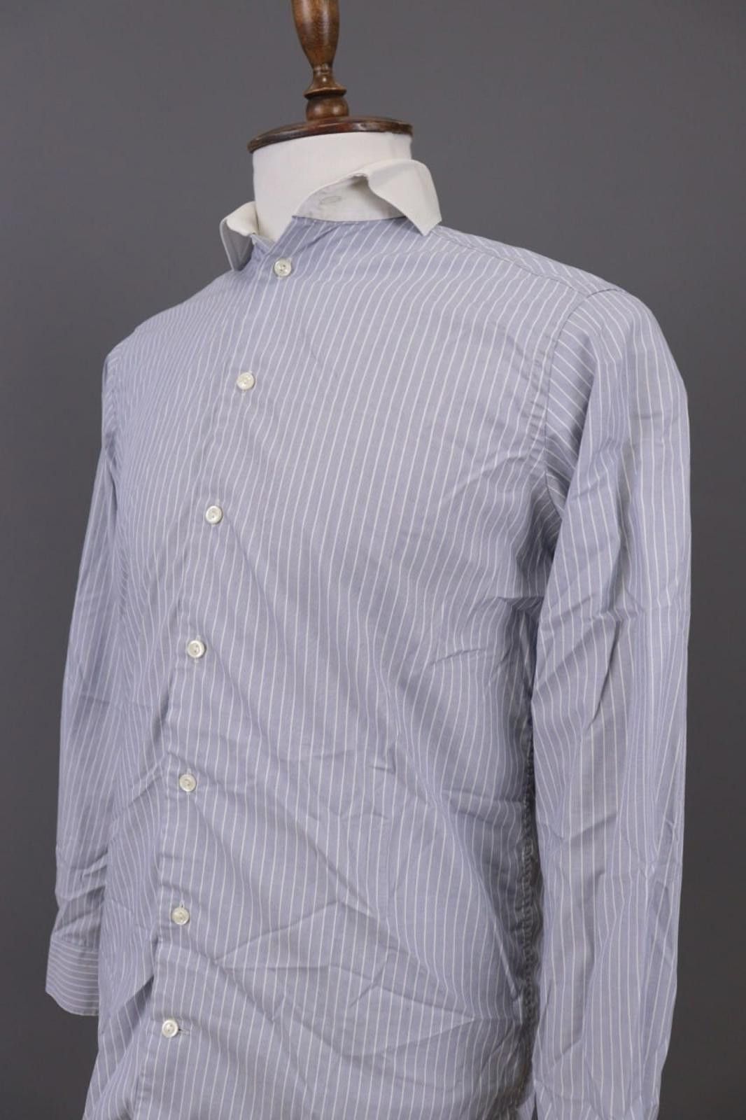 Eton Eton Contemporary Gray Pinstripe Down Shirt Size 38 / 15 Size US M / EU 48-50 / 2 - 10 Thumbnail