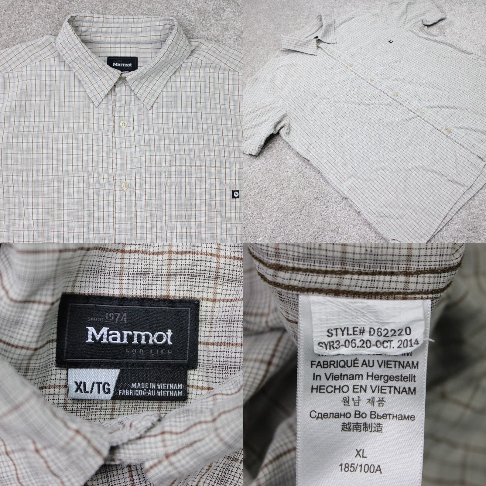Marmot Marmot Shirt Mens XL Brown Plaid Button-Up Short Sleeve Casual Travel Workwear Wool? No — Polyblend Size US XL / EU 56 / 4 - 8 Thumbnail