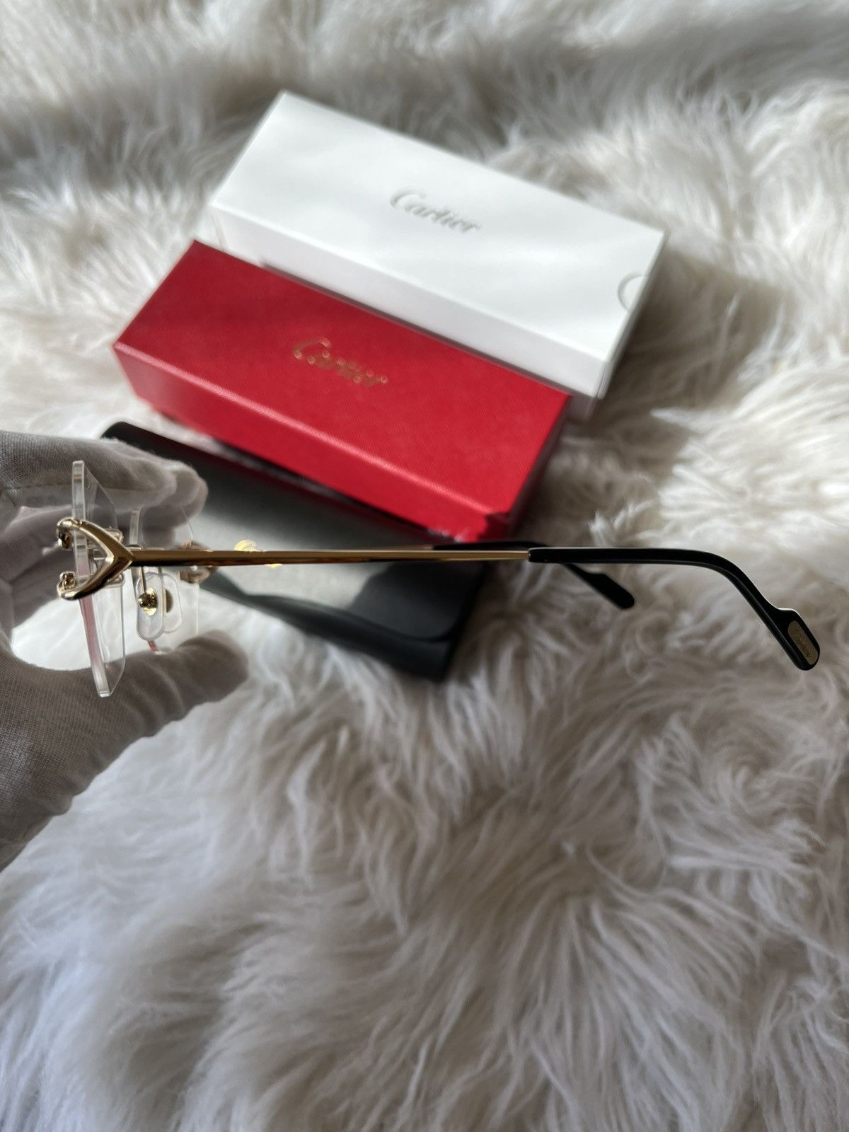Cartier Cartier Big C’s Decor Clear Frame Gold Glasses Size ONE SIZE - 7 Thumbnail