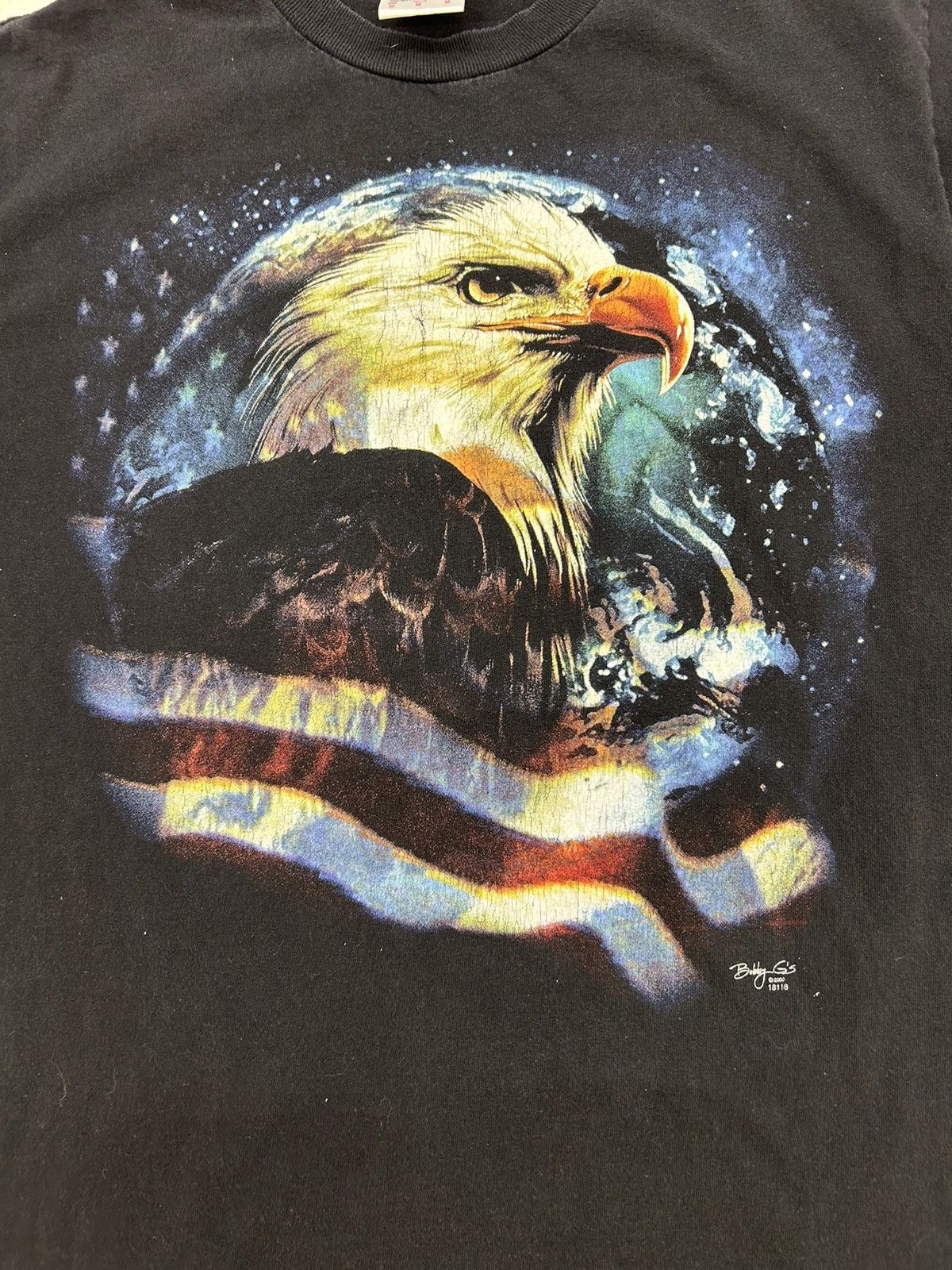 Vintage Vtg Bald Eagle American Flag Shirt Size US M / EU 48-50 / 2 - 2 Thumbnail
