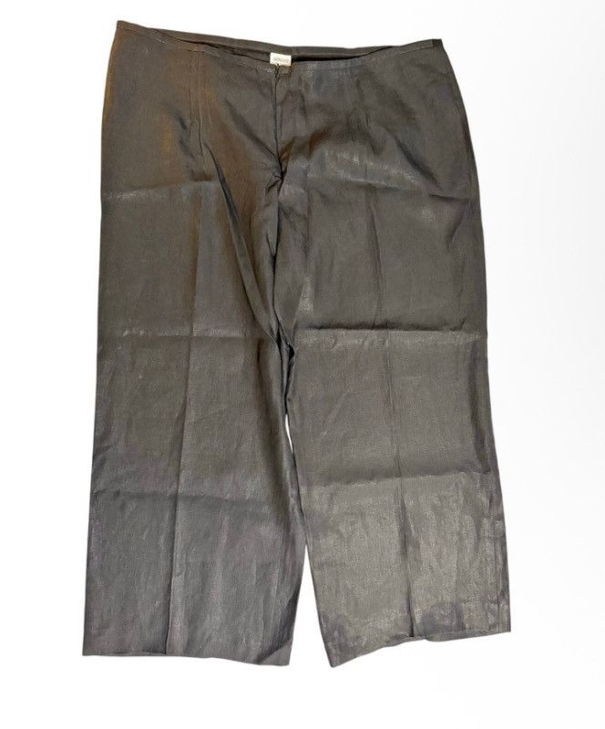 Armani Collezioni Armani Collezioni Black Linen Wide-Leg Trousers - Size 16 Size 38" / US 16 / IT 52 - 1 Thumbnail