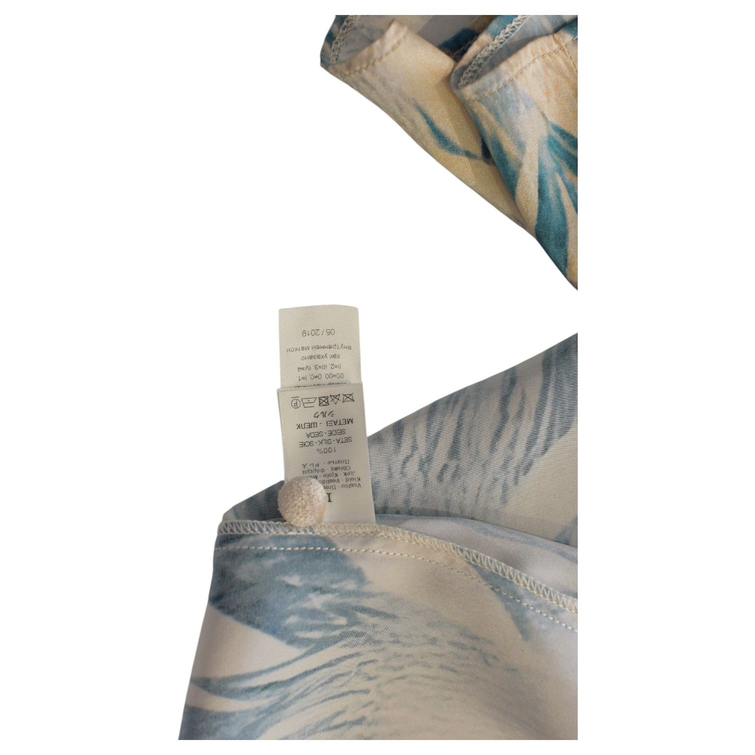 forte_forte Forte_Forte Beige & Turquoise 100% Silk Wrap Midi Dress Size ONE SIZE - 9 Thumbnail
