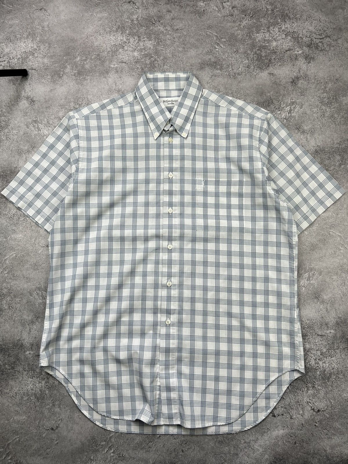 Yves Saint Laurent Yves Saint Laurent YSL Button Up Shirt Mens Classic Plaid Size US L / EU 52-54 / 3 - 1 Thumbnail
