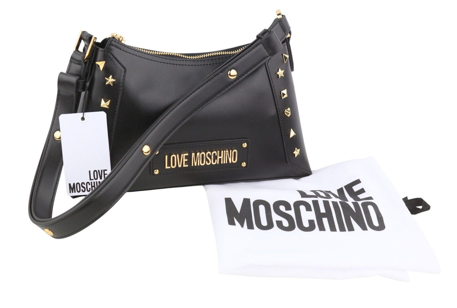 BORSA PU NERO+BORCHIE OS Black Gold Tone 87744