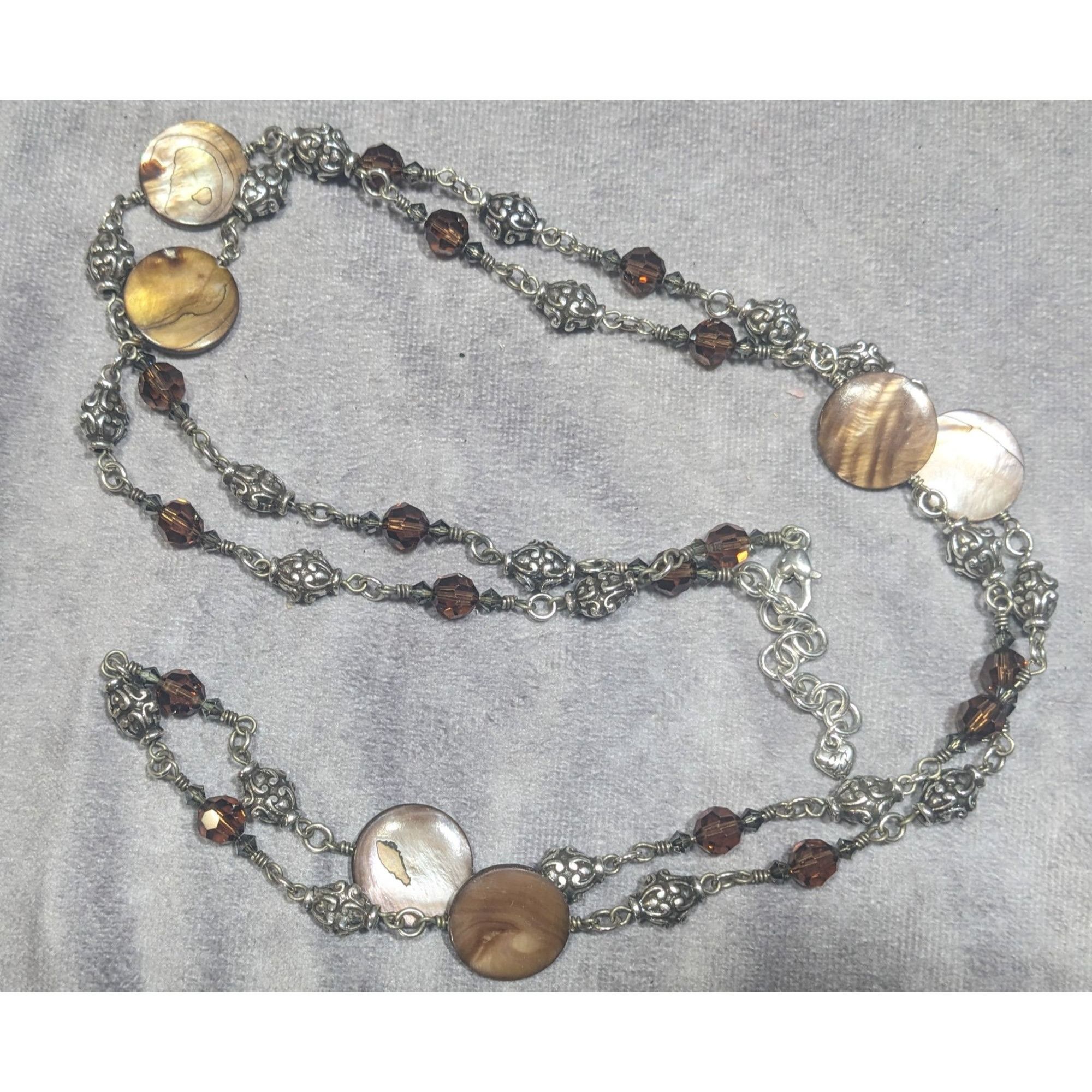 Brighton Brighton Utopia Brown Shell And Glass Beaded Silver Tone Nec Size ONE SIZE - 6 Thumbnail
