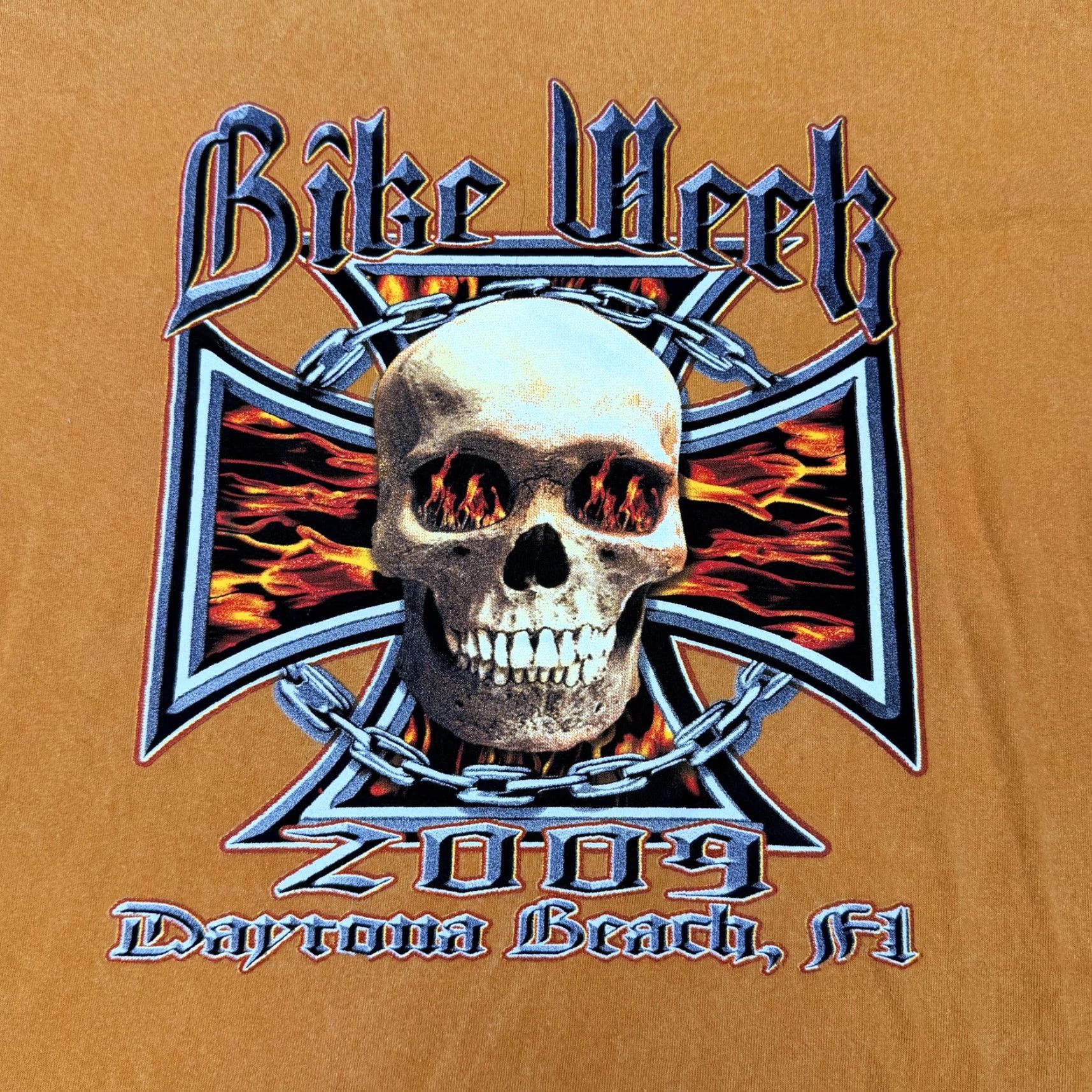 Harley Davidson Harley-Davidson Bike Week Shirt Mens 3XL Orange Skull Daytona Beach 2009 Tee Size US XXL / EU 58 / 5 - 7 Thumbnail