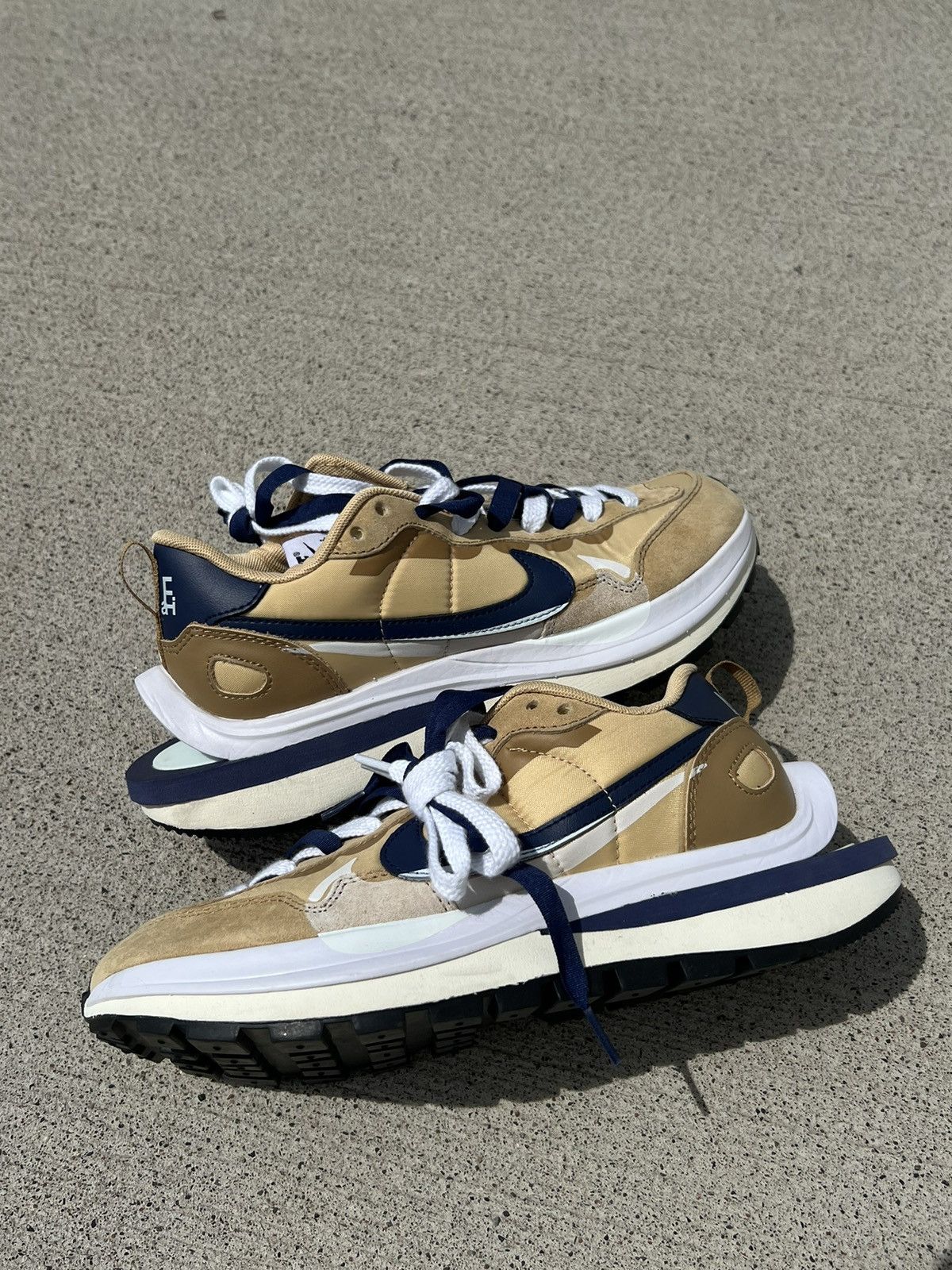 Nike × Sacai Nike X Sacai vaporwaffle Mens “Sesame Blue Void” Size US 7.5 / EU 40-41 - 4 Thumbnail