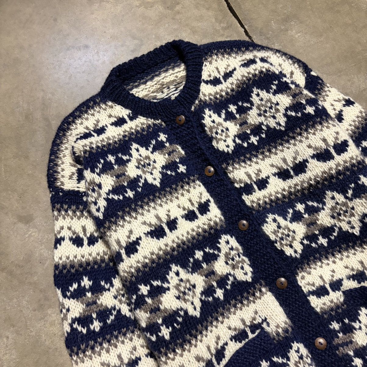 Vintage Vintage Wool Cardigan Sweater Fair Isle Nordic Chunky Knit Size US XL / EU 56 / 4 - 6 Thumbnail