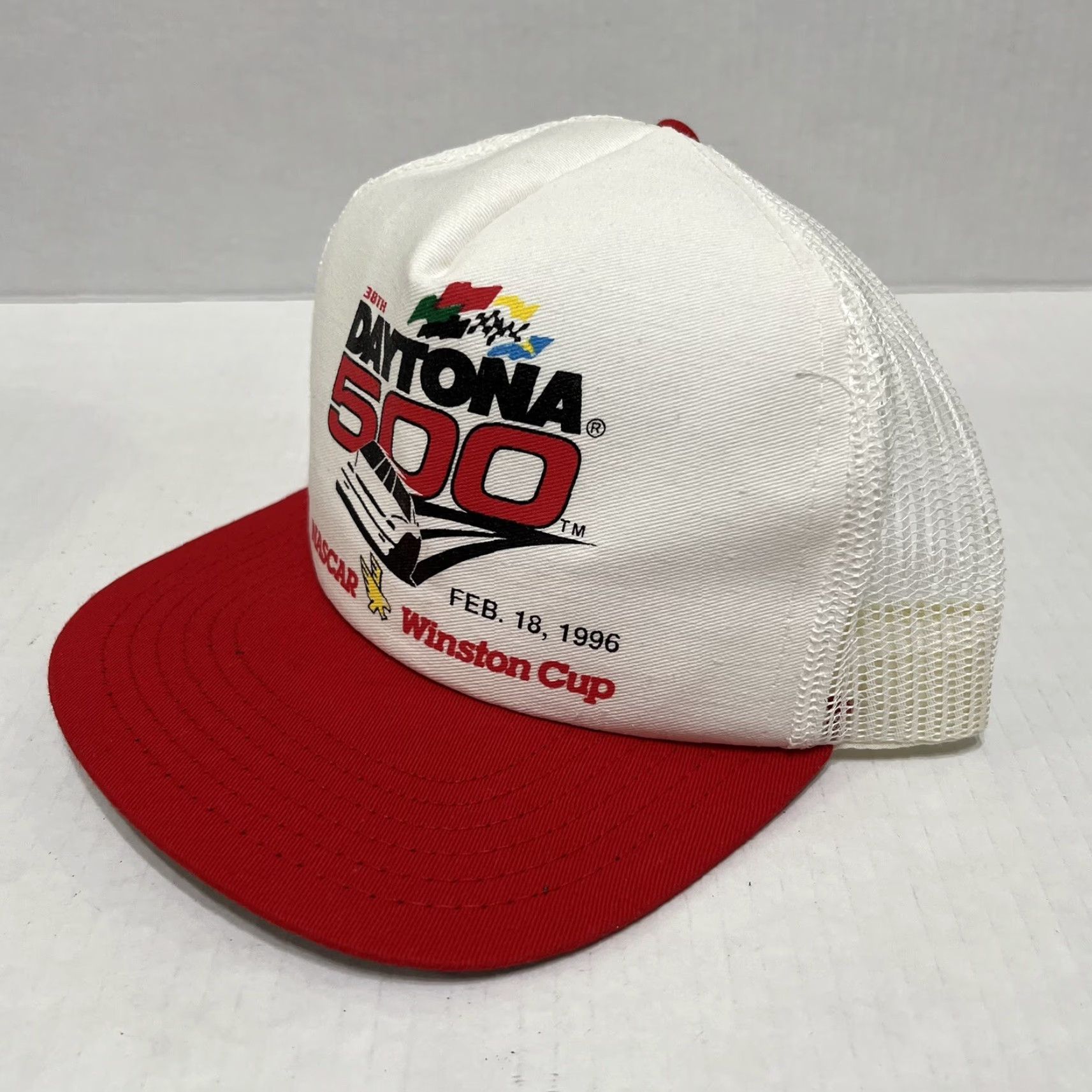 NASCAR VINTAGE Daytona 500 Hat Cap Snap Back NASCAR Winston Cup White One Size Mens 90s USA Size ONE SIZE - 3 Thumbnail