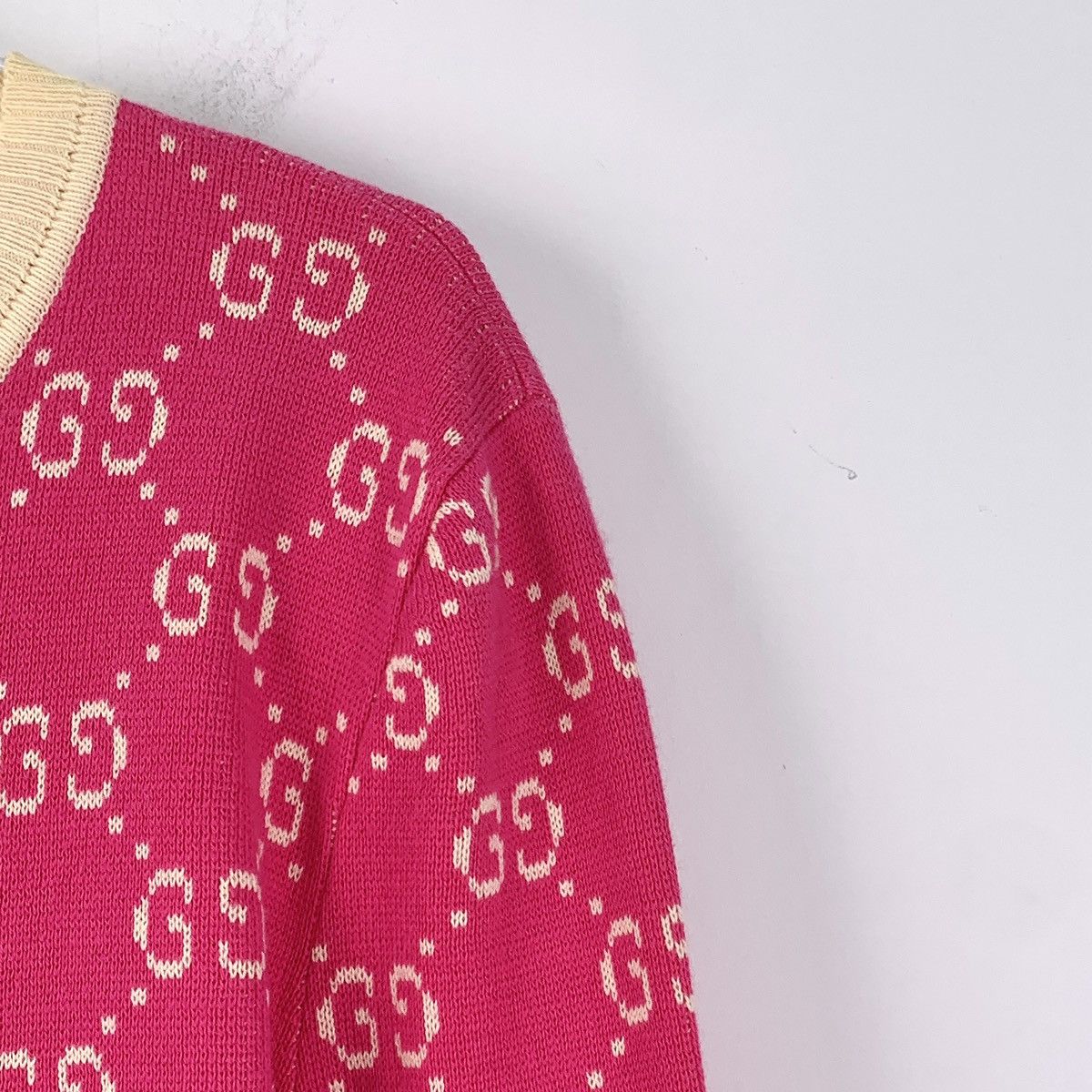 Gucci Gucci Pink Logo Jacquard All Over Print Cardigan Jacket Size L / US 10 / IT 46 - 3 Thumbnail