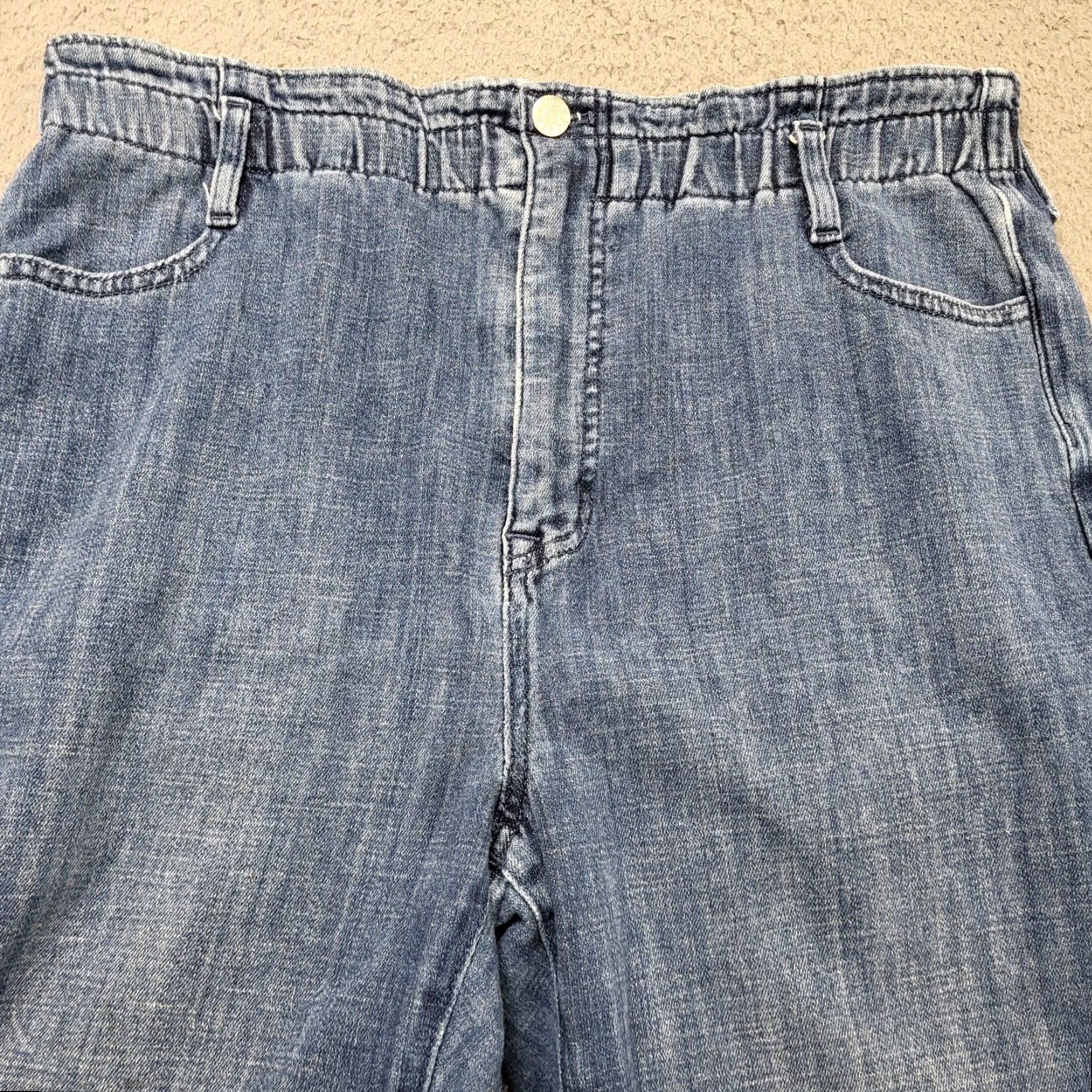 J.Crew VINTAGE J.CREW Capris Jeans Women's 31 Stretch Elastic Waist Wide Leg Medium Wash Denim Blue 5-Pocket Design Relaxed Fit Womens Size 24" / US 00 / IT 34 - 5 Thumbnail