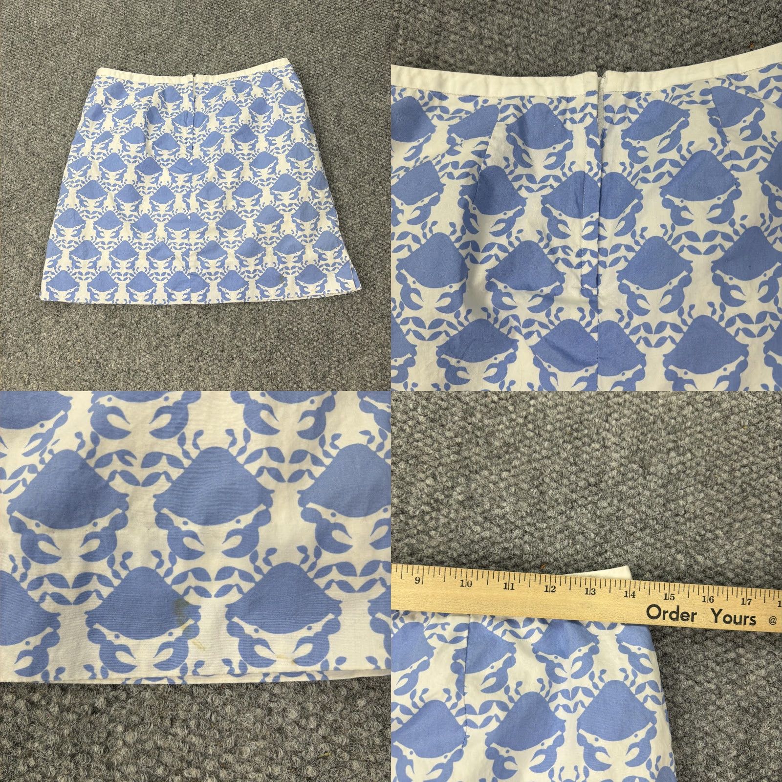 Lilly Pulitzer Lilly Pulitzer Skirt 2 Blue White Crab Print Cotton Lined Summer Golf Womens Size 26" / US 2 / IT 38 - 8 Thumbnail