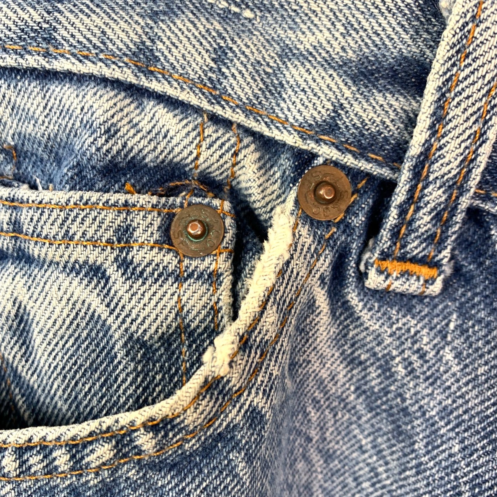 Levi's VINTAGE Levi's Levi Strauss Big E Maroon Tag Altered Jeans 24 x 29.5 Blue 1970s Rockabilly Mens Size 42" / US 20 - 6 Thumbnail