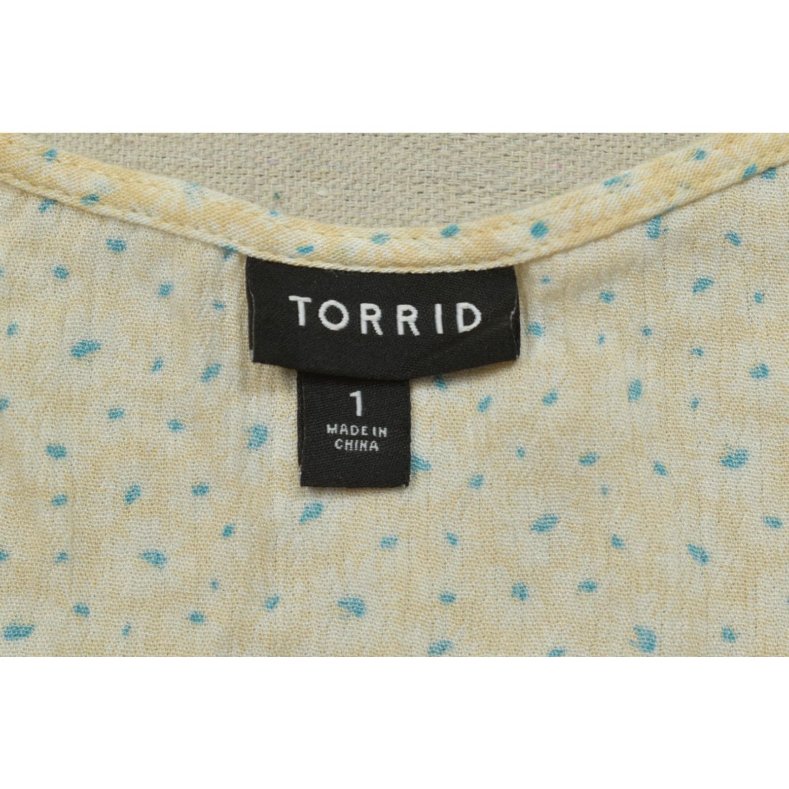 Torrid Torrid Blouse Shirt Floral Cold Shoulder Flutter Sleeves Lace Up Neck 1X Yellow Blue Plus Womens Size XL / US 12-14 / IT 48-50 - 7 Thumbnail