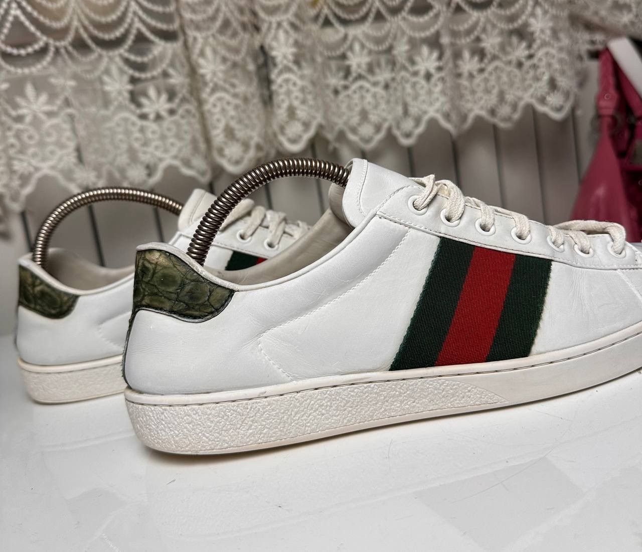 Gucci Rare Gucci Ace Classic White Leather Low Top Sneakers Stripe Size US 8 / EU 41 - 11 Thumbnail