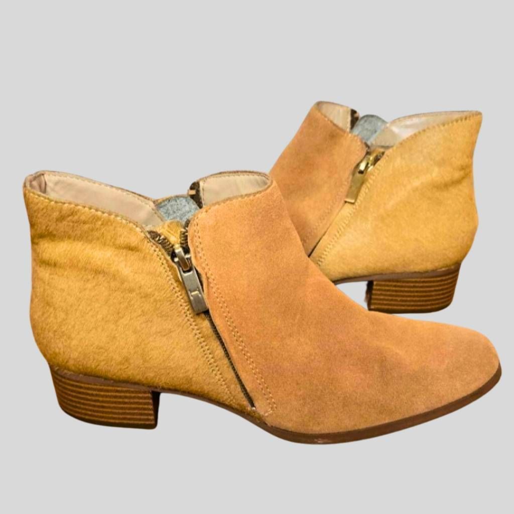 Halston H by Halston Lana Tan Suede Calf Hair Ankle Boots Women's 8. Size US 8.5 / IT 38.5 - 1 Thumbnail