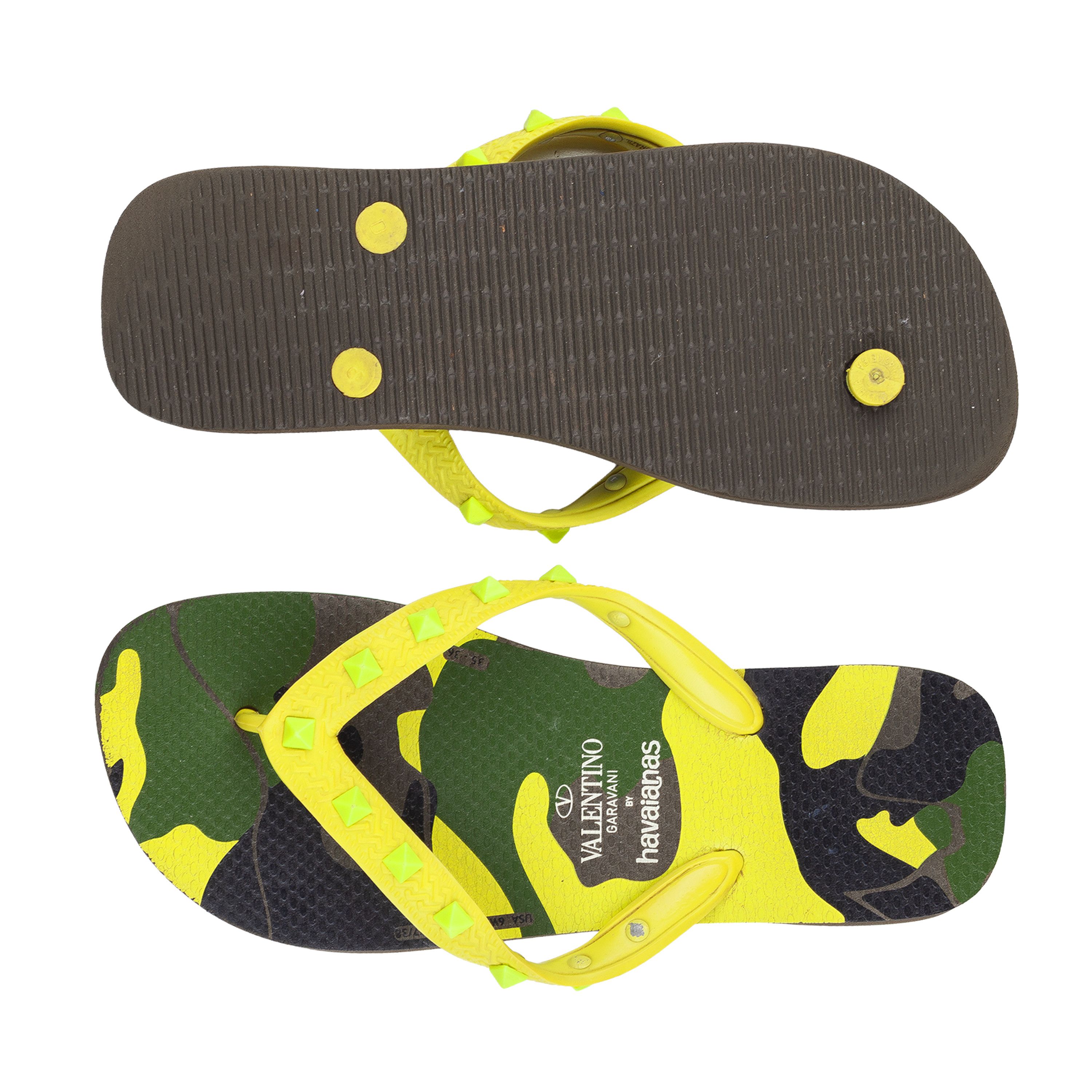 Valentino Valentino Garavani x Havaianas Yellow Neon Flip Flops Size US 5 / IT 35 - 3 Thumbnail