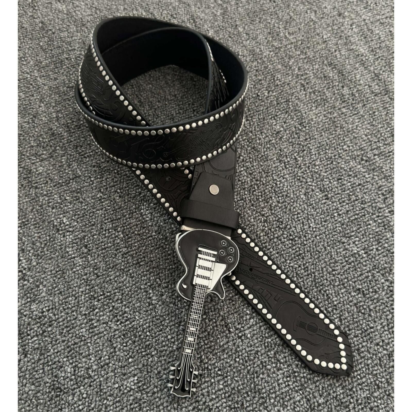 Other Electric Guitar Rhinestone Belt | Engraved Flower Stud 115cm Size ONE SIZE - 4 Thumbnail