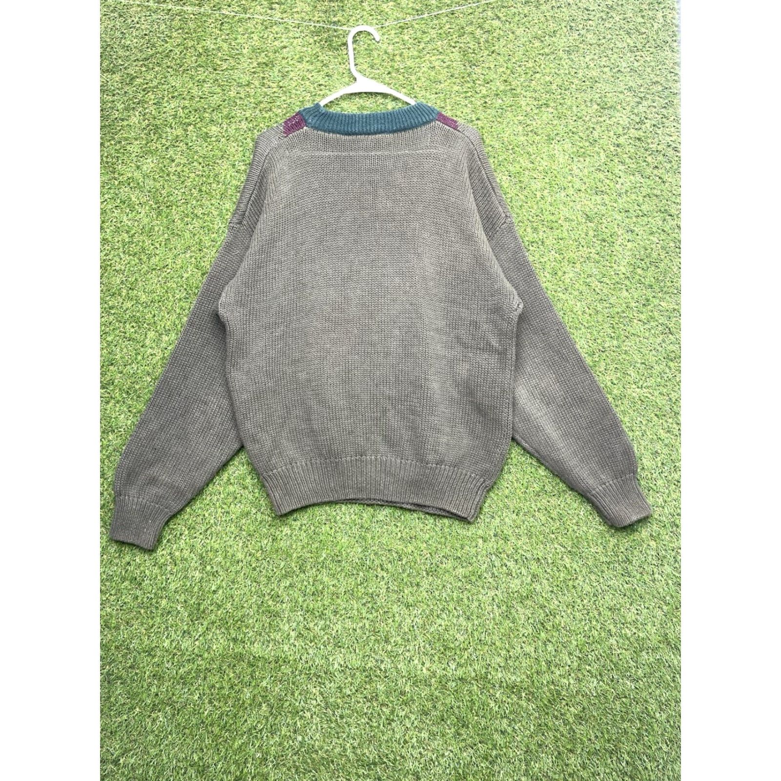 Vintage Vintage New River Cable Knit Sweater Mens Medium Grandpa Dad Argyle Plaid 90s Size US M / EU 48-50 / 2 - 2 Thumbnail