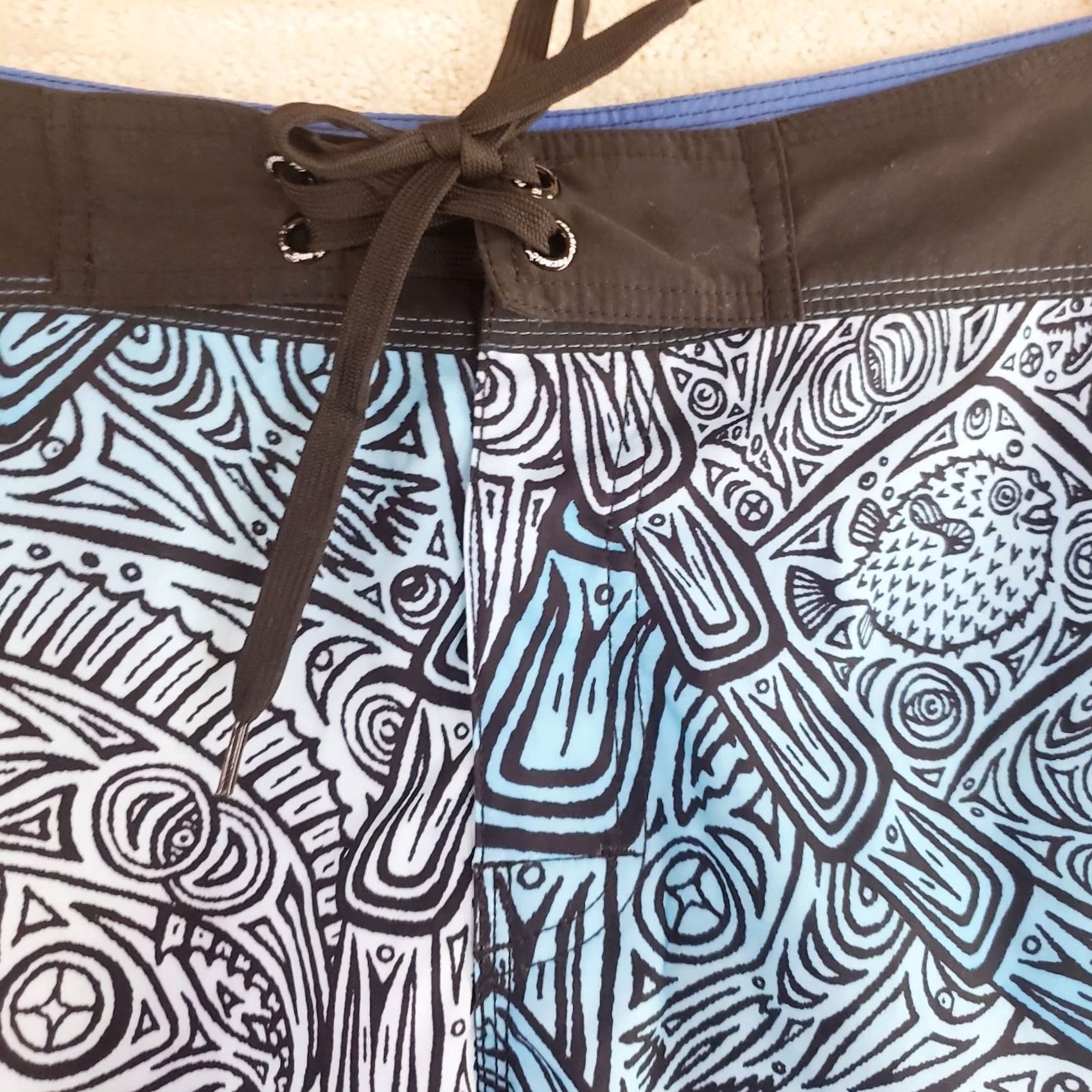 Vintage Pelagic Shorts Mens 32x11 Blue White Geometric Board Shorts Trunks Swim Fishing Mens Size US 32 / EU 48 - 4 Thumbnail