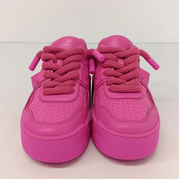 Valentino Valentino One Stud XL Fuchsia Leather Sneakers -EU37.5/US7.5 Size US 7.5 / IT 37.5 - 4 Thumbnail