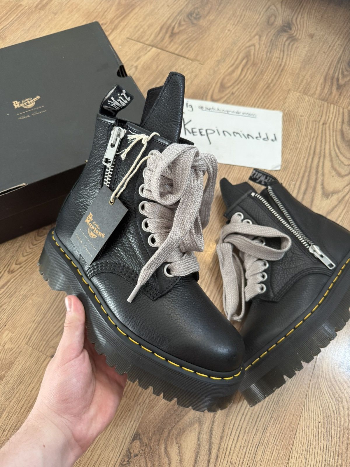 RICK OWENS Martens 1460 Jumbo lace Quad Leather Boots