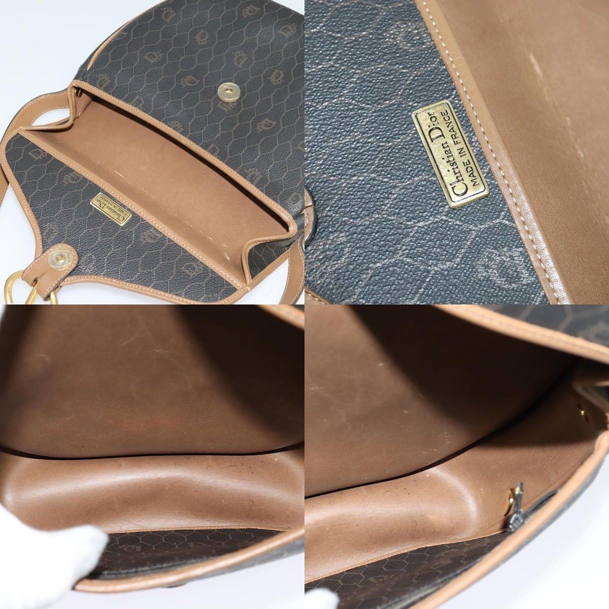 Dior DIOR Honeycomb Canvas Shoulder Bag Pvc Leather Black Brown Size ONE SIZE - 11 Thumbnail