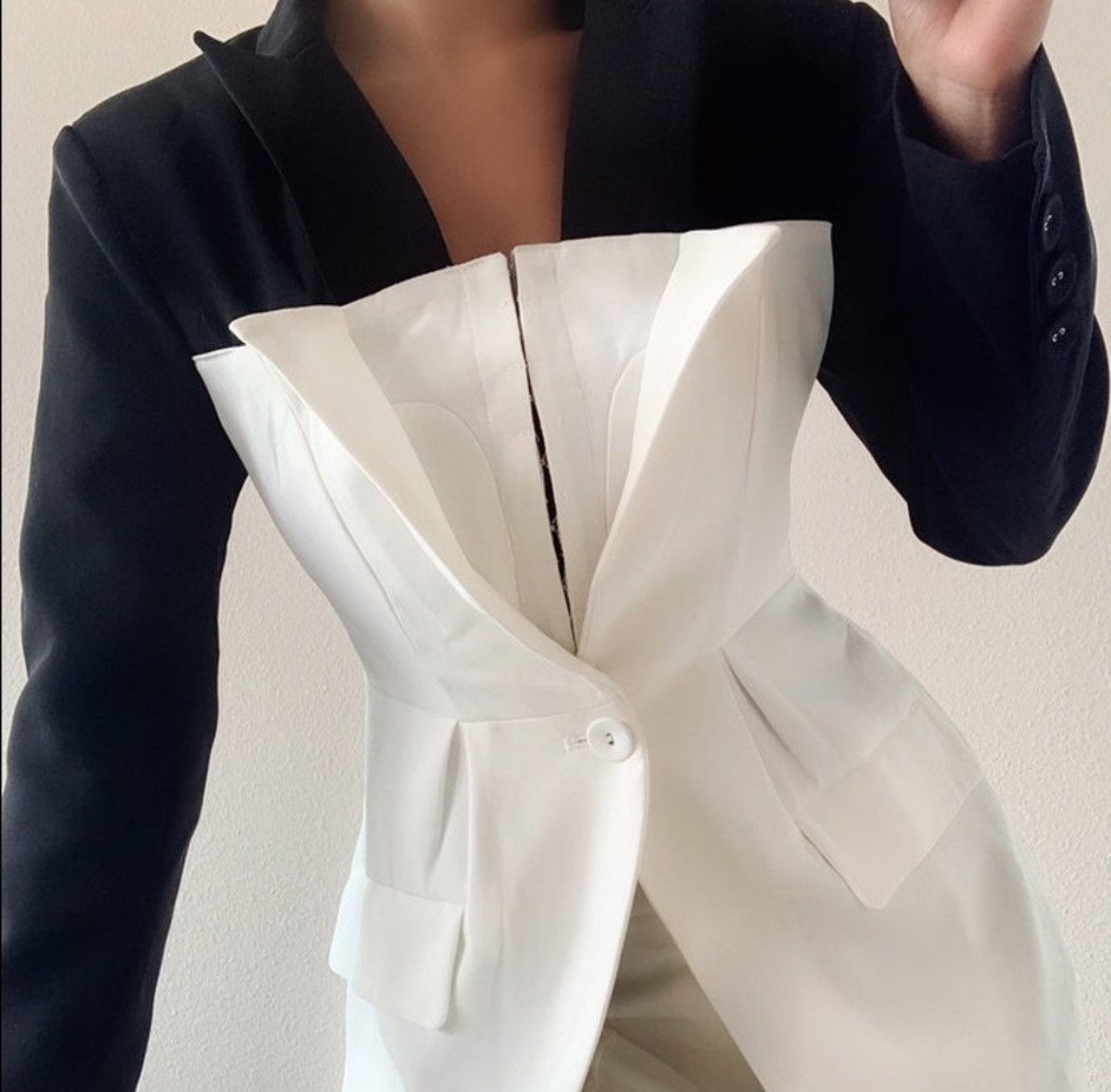 Designer × Other Nwt, Lavishly Paris Women’s Chic Colorblock Patchwork Blazer Size M / US 6-8 / IT 42-44 - 6 Thumbnail