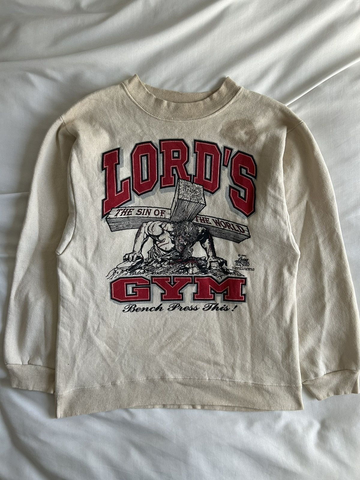 Vintage Vintage 90s Jesus Sweatshirt Lords Gym Living Epistles Rare Size US L / EU 52-54 / 3 - 1 Thumbnail